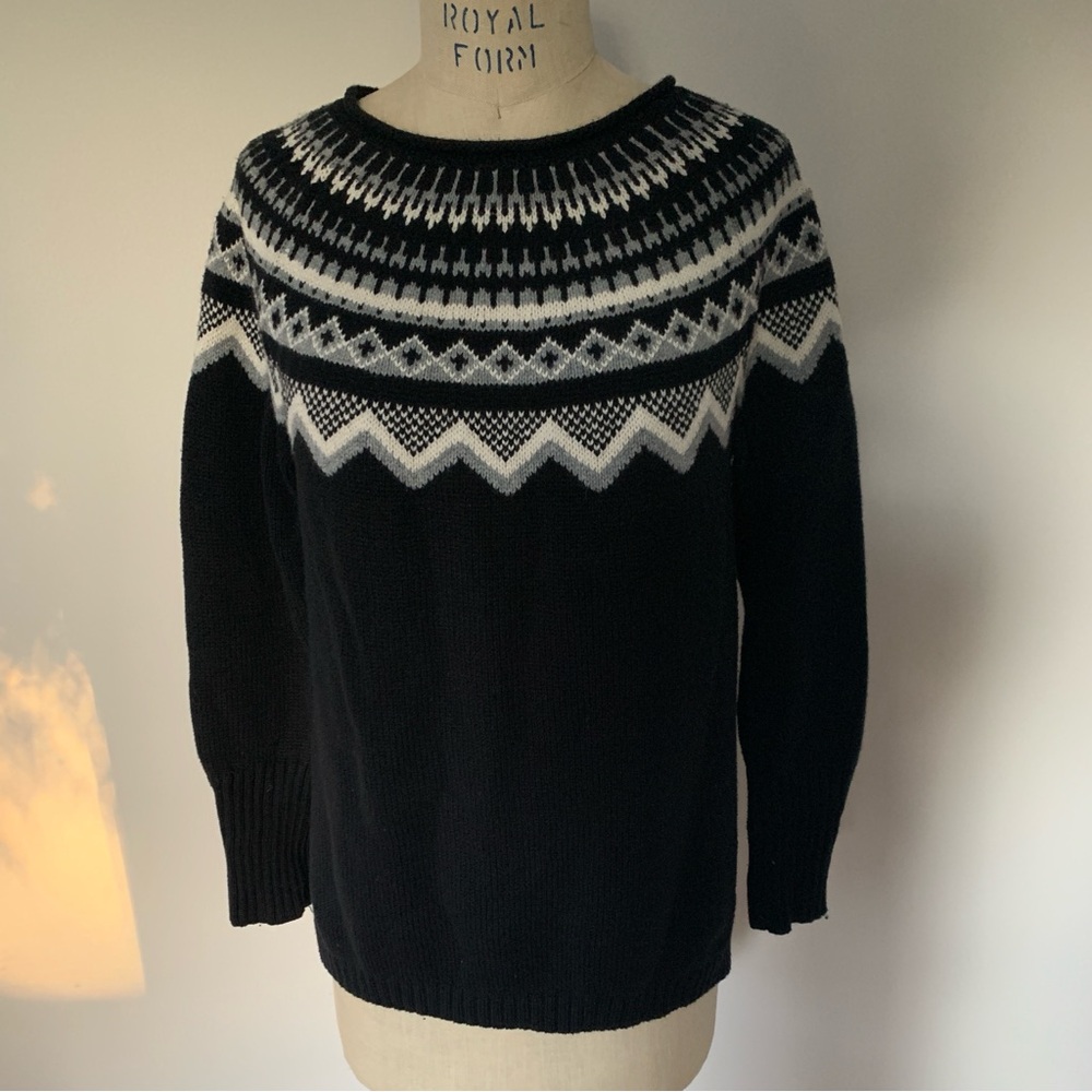 Chaps Black White Grey Nordic Alpine Sweater